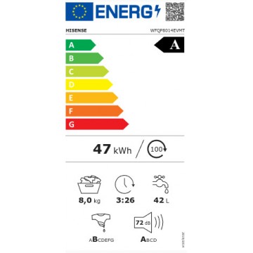 Hisense Πλυντήριο Ρούχων 8kg 1400 Στροφών Γκρι WFQP8014EVMT